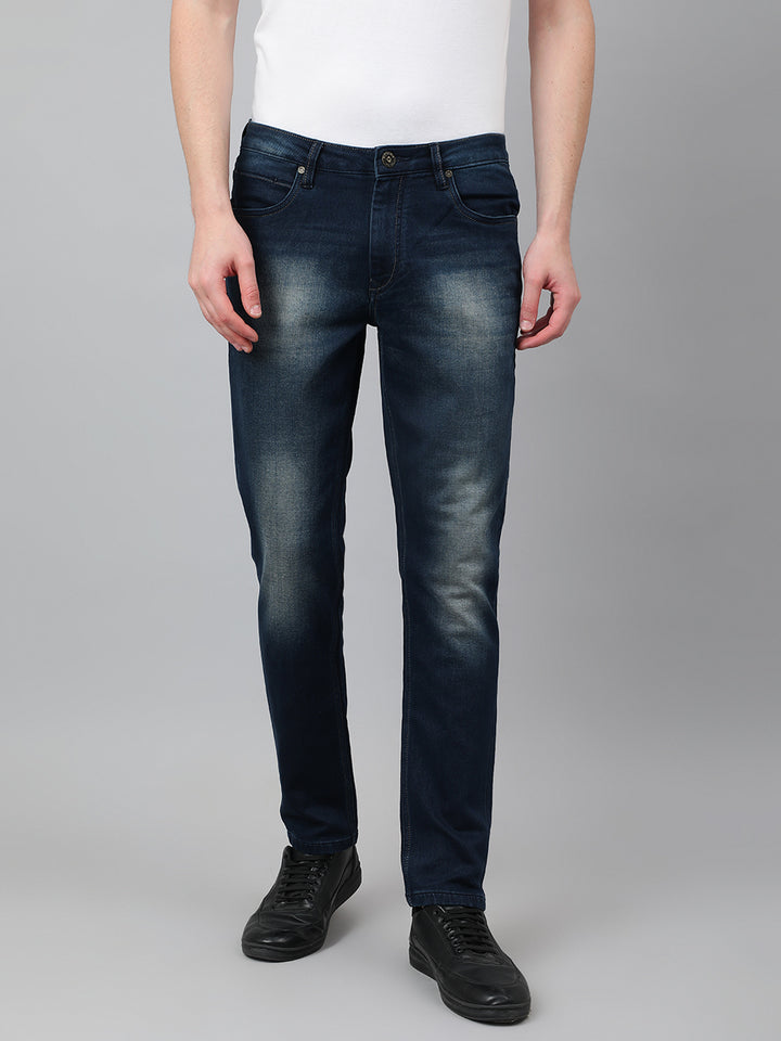 Men Dark Blue Slim Fit Mid Rise Clean Look Stretchable Jeans