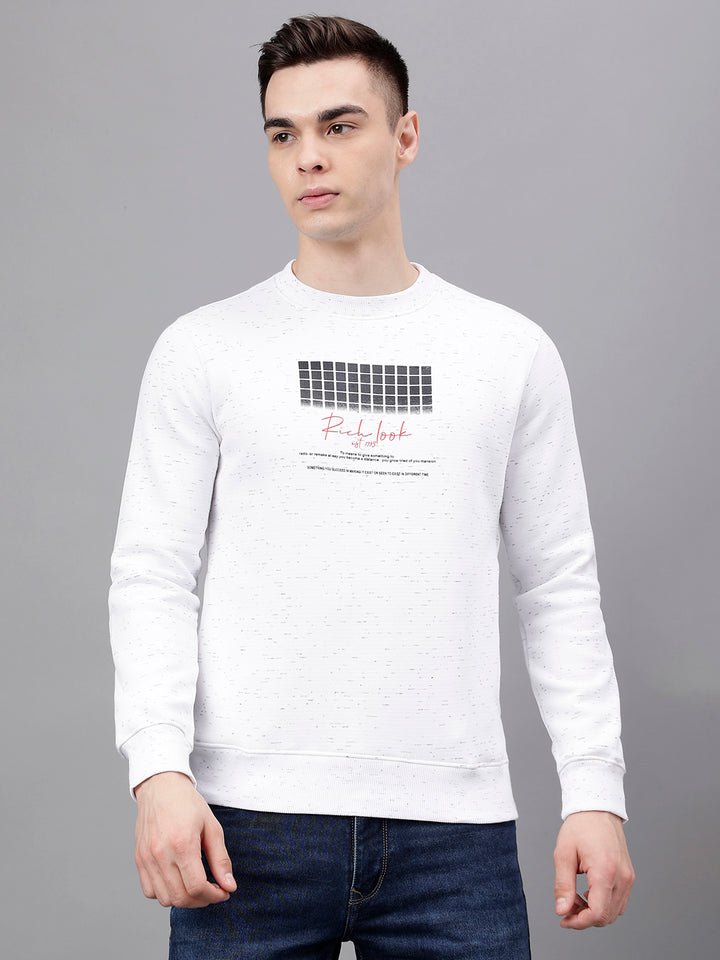 Men Oatmeal Standard Fit Printed Sweat Shirt