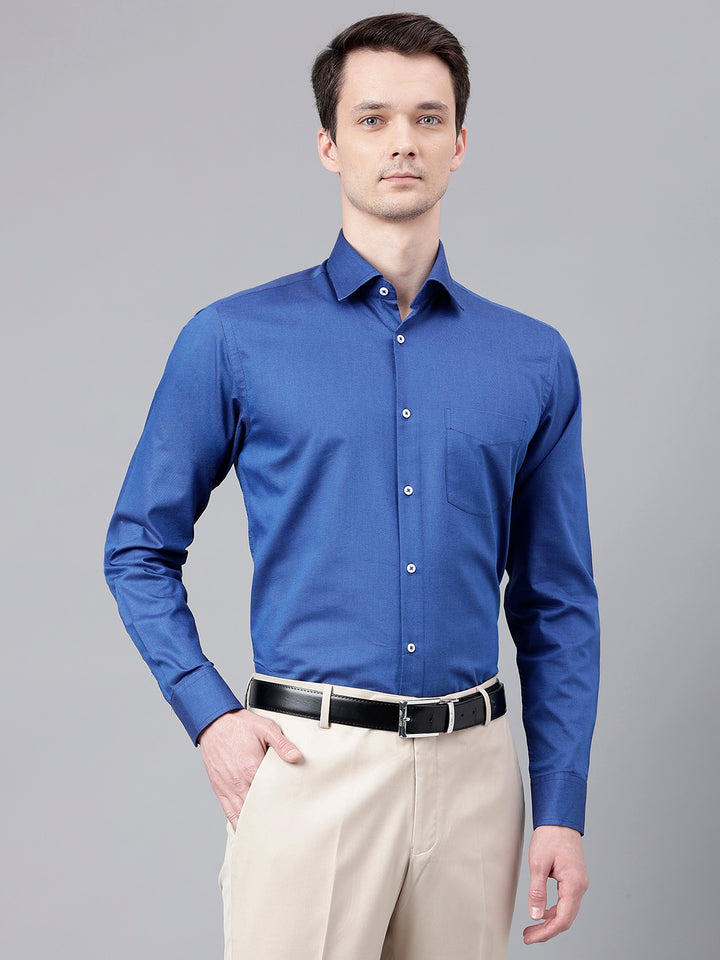 Men Royal Blue Standard Fit Solid Formal Shirt