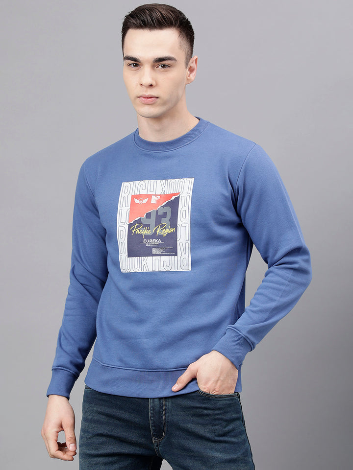 Men Denim Standard Fit Solid Sweat Shirt