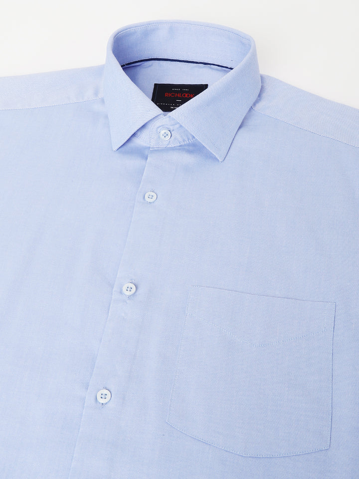 Men Sky Blue Standard Fit Solid Formal Shirt