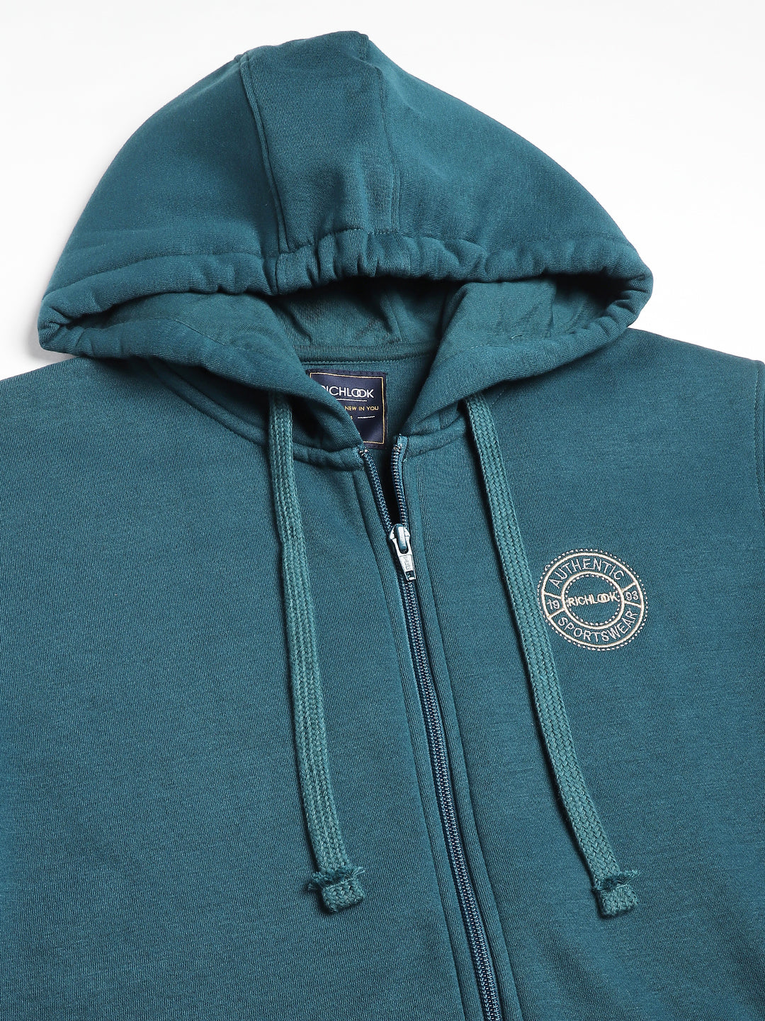 Men Teal Regular Fit Solid Hoodie Casual Sweat Shirt