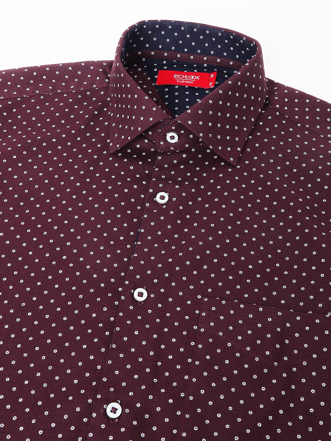 Men Wine Standard Fit Printed Club Wear Shirt