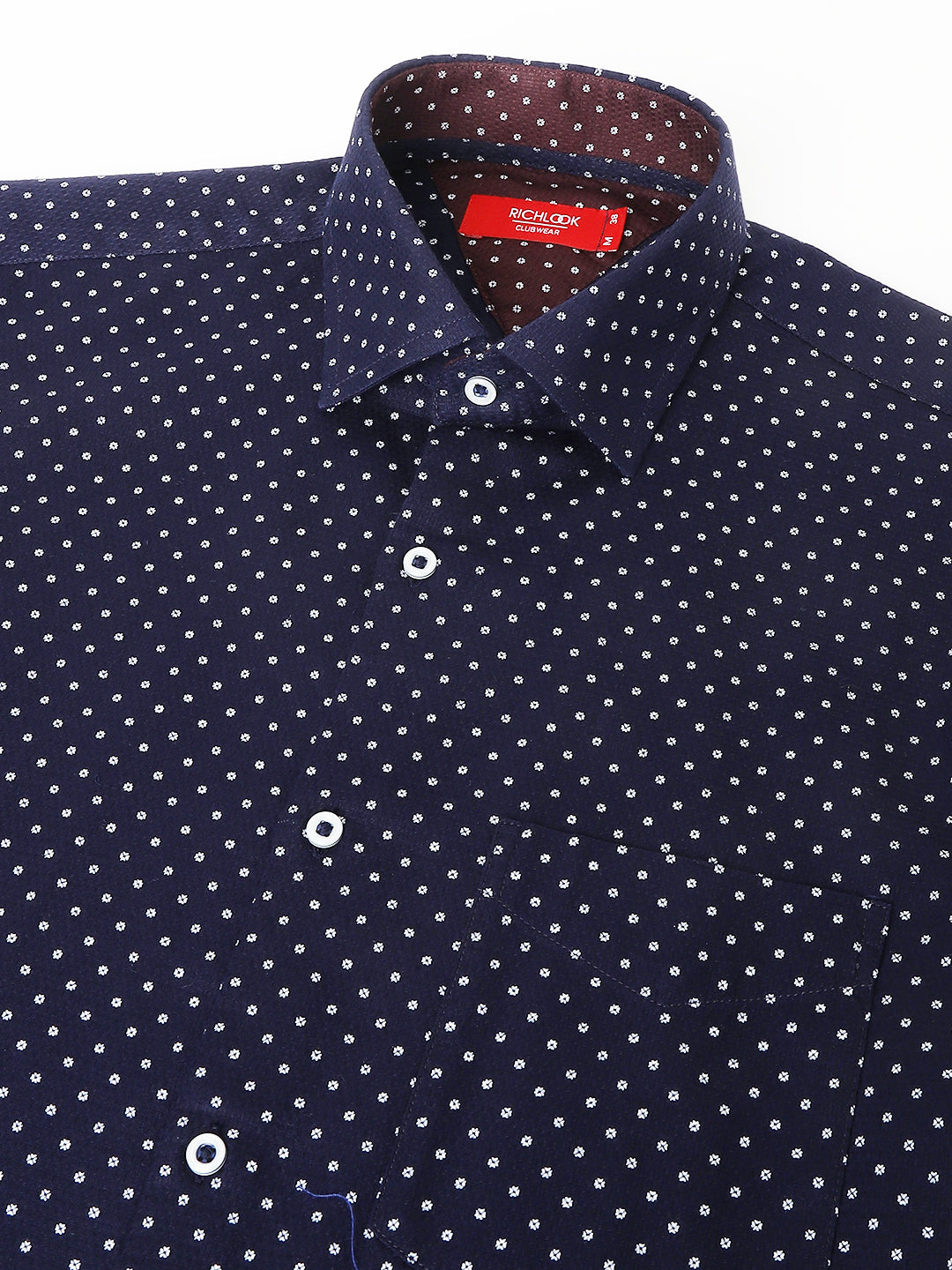 Men Navy Standard Fit Printed Club Wear Shirt