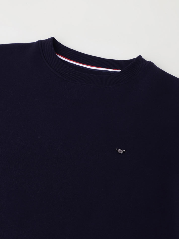 Men Navy Standard Fit Solid Sweat Shirt