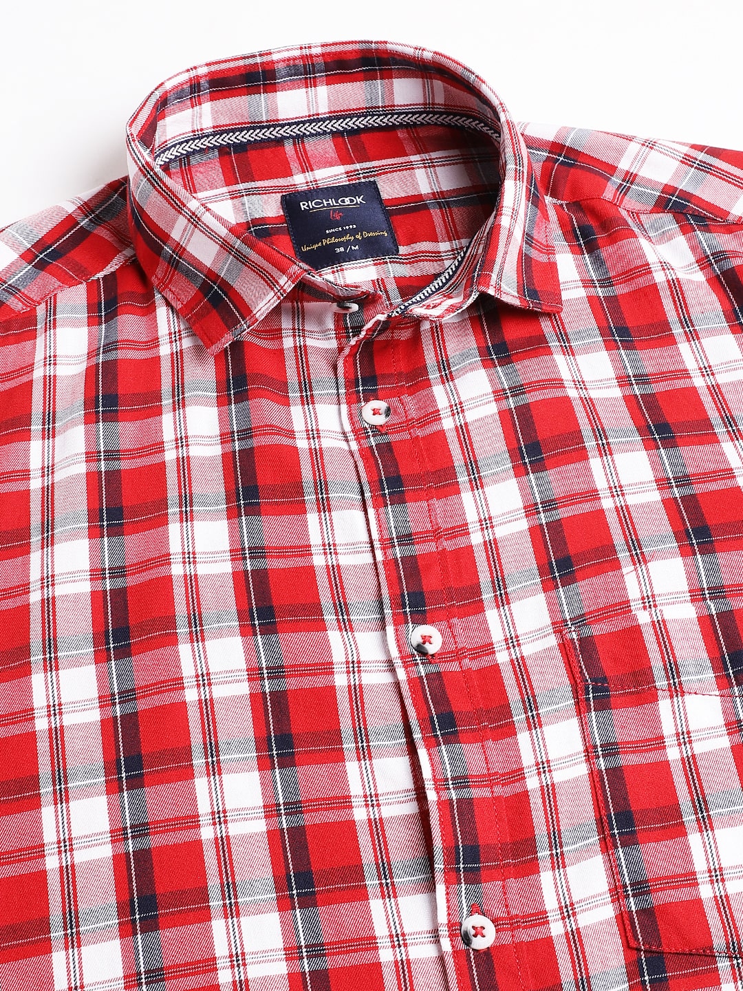 Men Red Regular Fit Checkered Spread Collar Casual Shirt