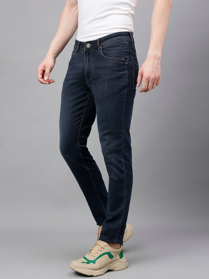 Men Indigo Slim Fit Washed Mid Rise Stretchable Jeans