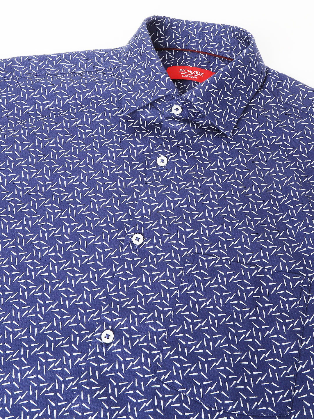 Men Navy Standard Fit Printed Club Wear Shirt