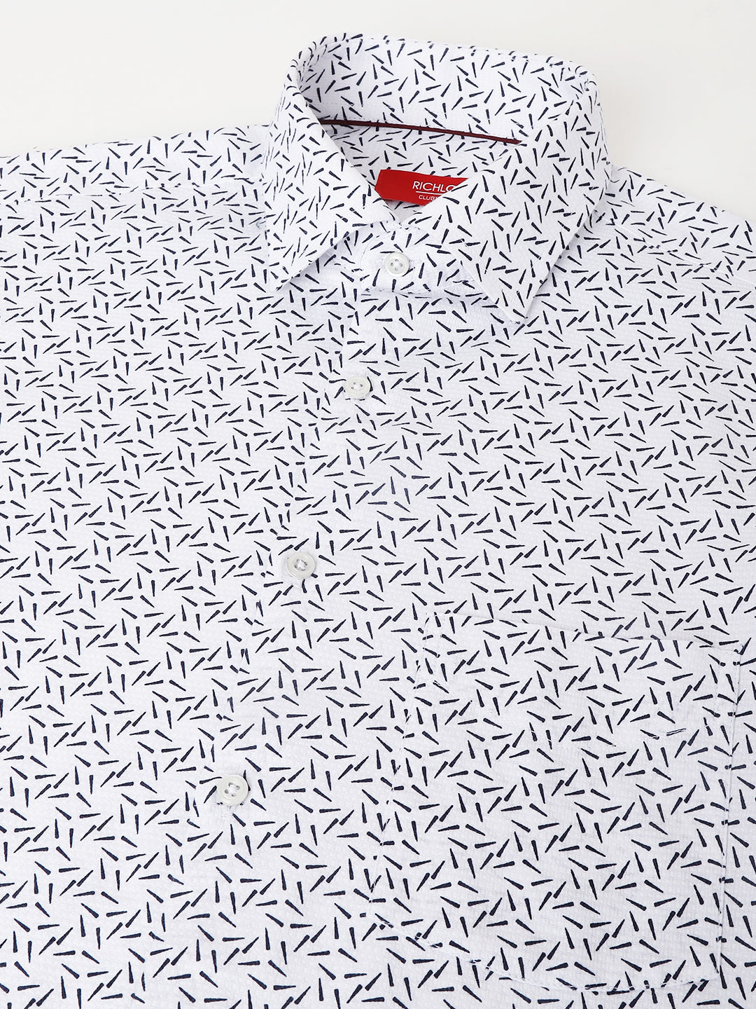 Men White Standard Fit Printed Club Wear Shirt