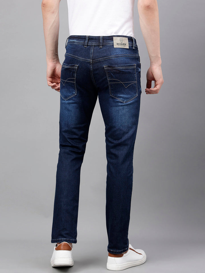 Men Mid Blue Slim Fit Washed Mid Rise Stretchable Jeans