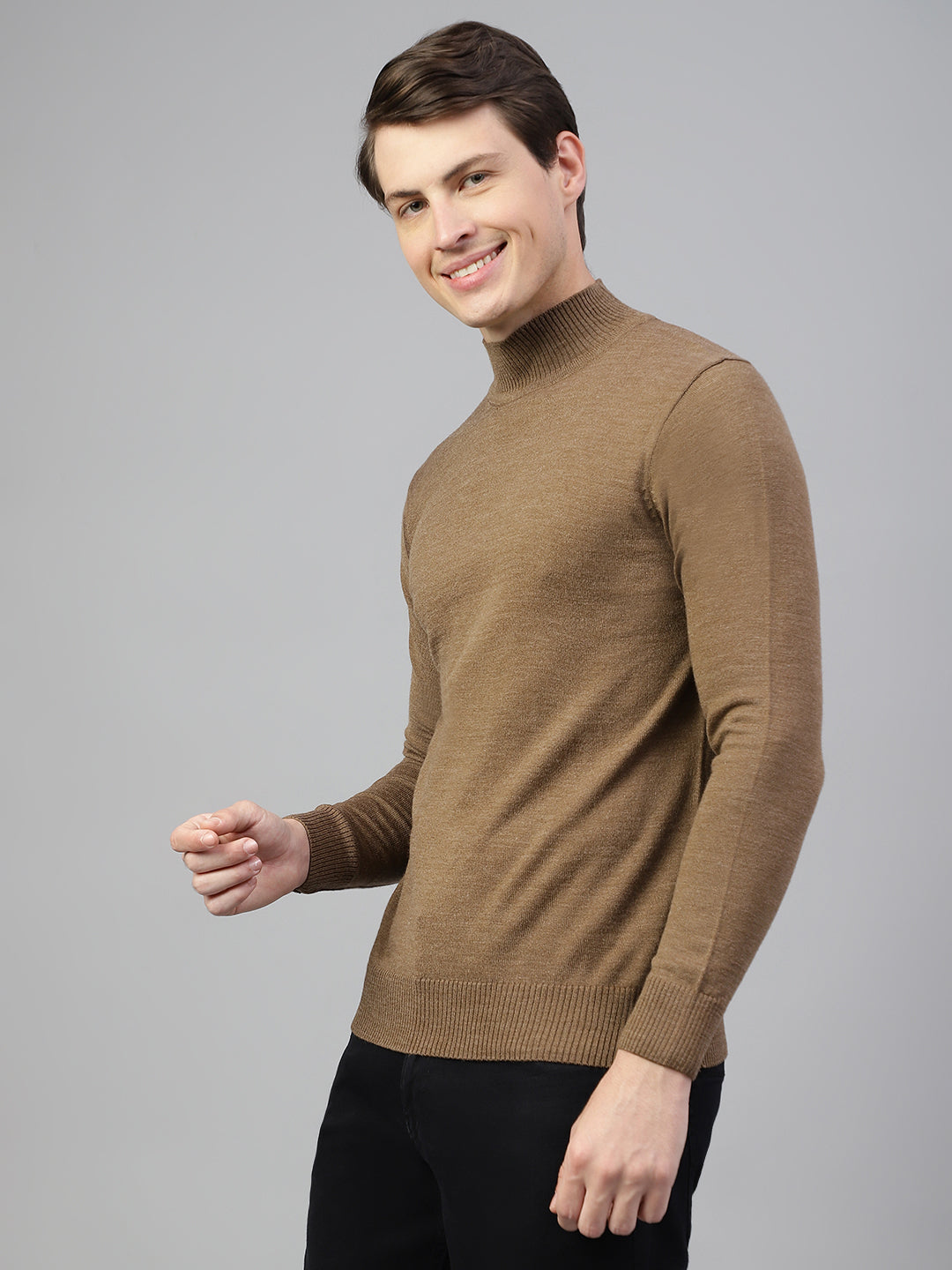 Men Mouse Regular Fit Solid Crew Neck Casual Sweater