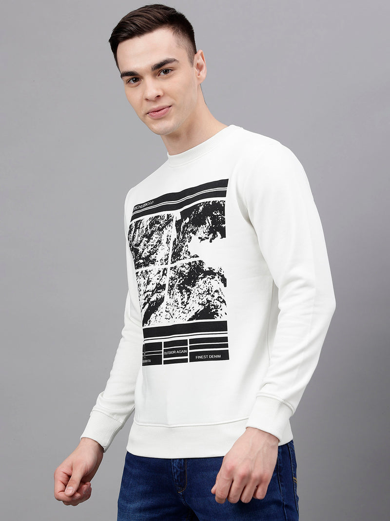 Men Off White Standard Fit Printed Sweat Shirt