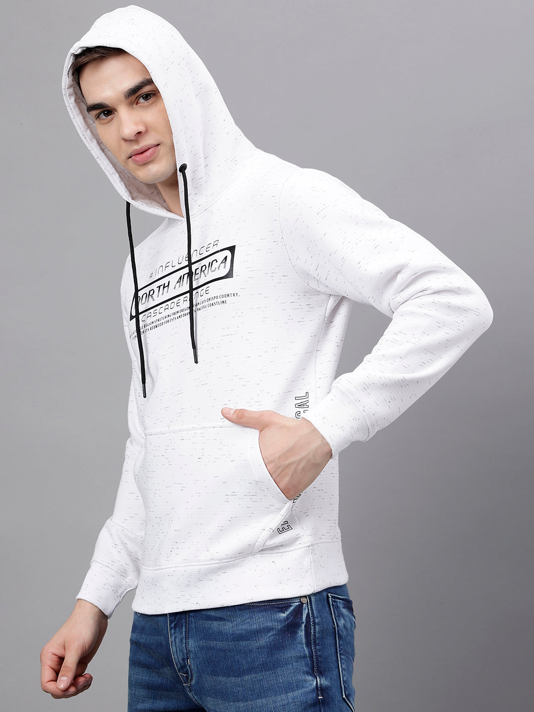 Men Oatmeal Standard Fit Printed Sweat Shirt