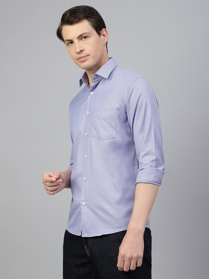 Men Blue Regular Fit Solid Spread Collar Formal Shirt