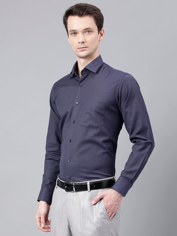 Men Blue Standard Fit Solid Formal Shirt