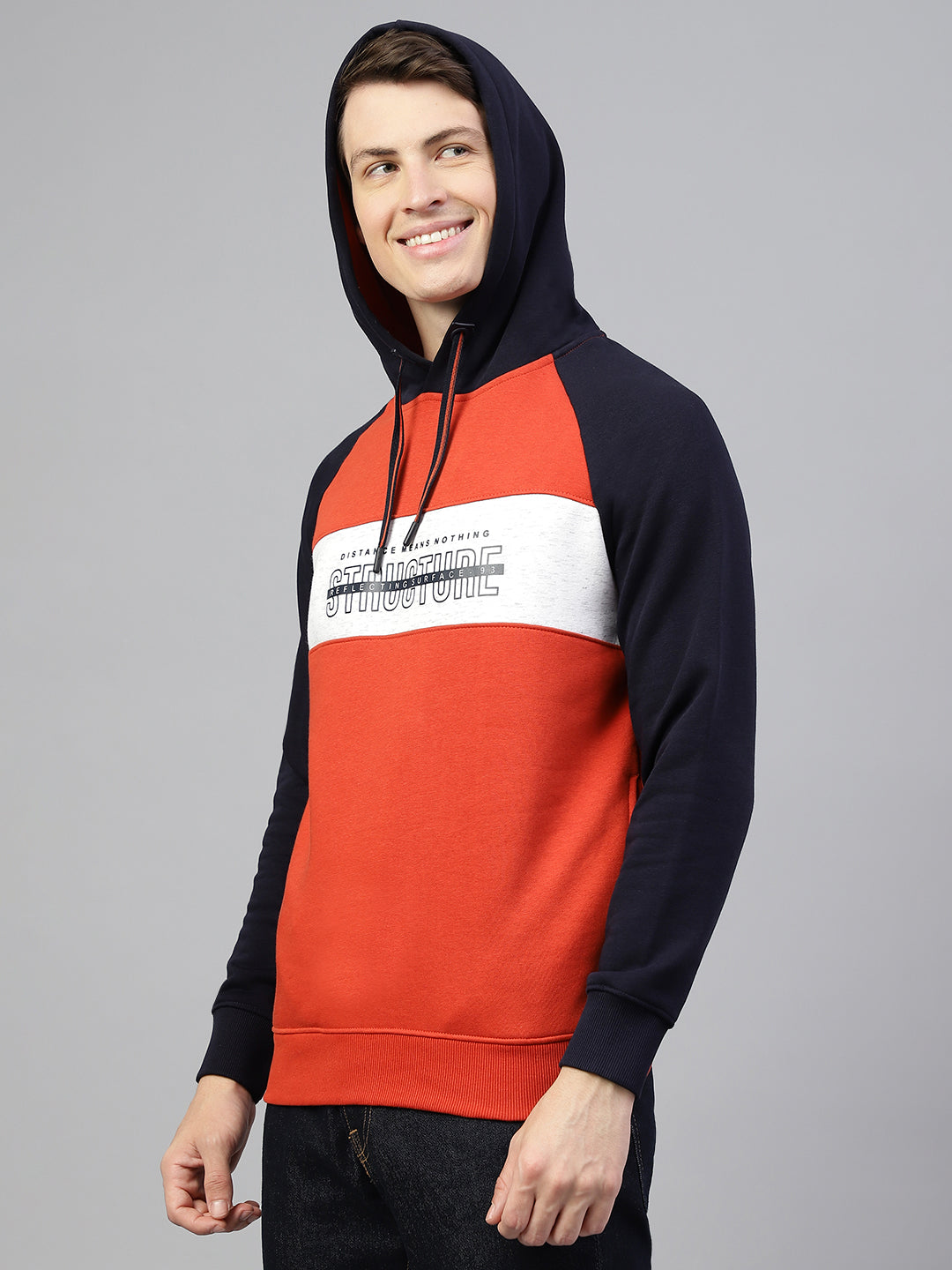 Men Rust Regular Fit Solid Hoodie Casual Sweat Shirt