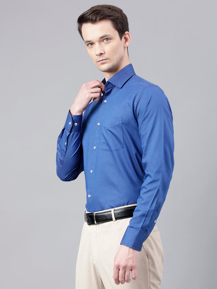 Men Royal Blue Standard Fit Solid Formal Shirt