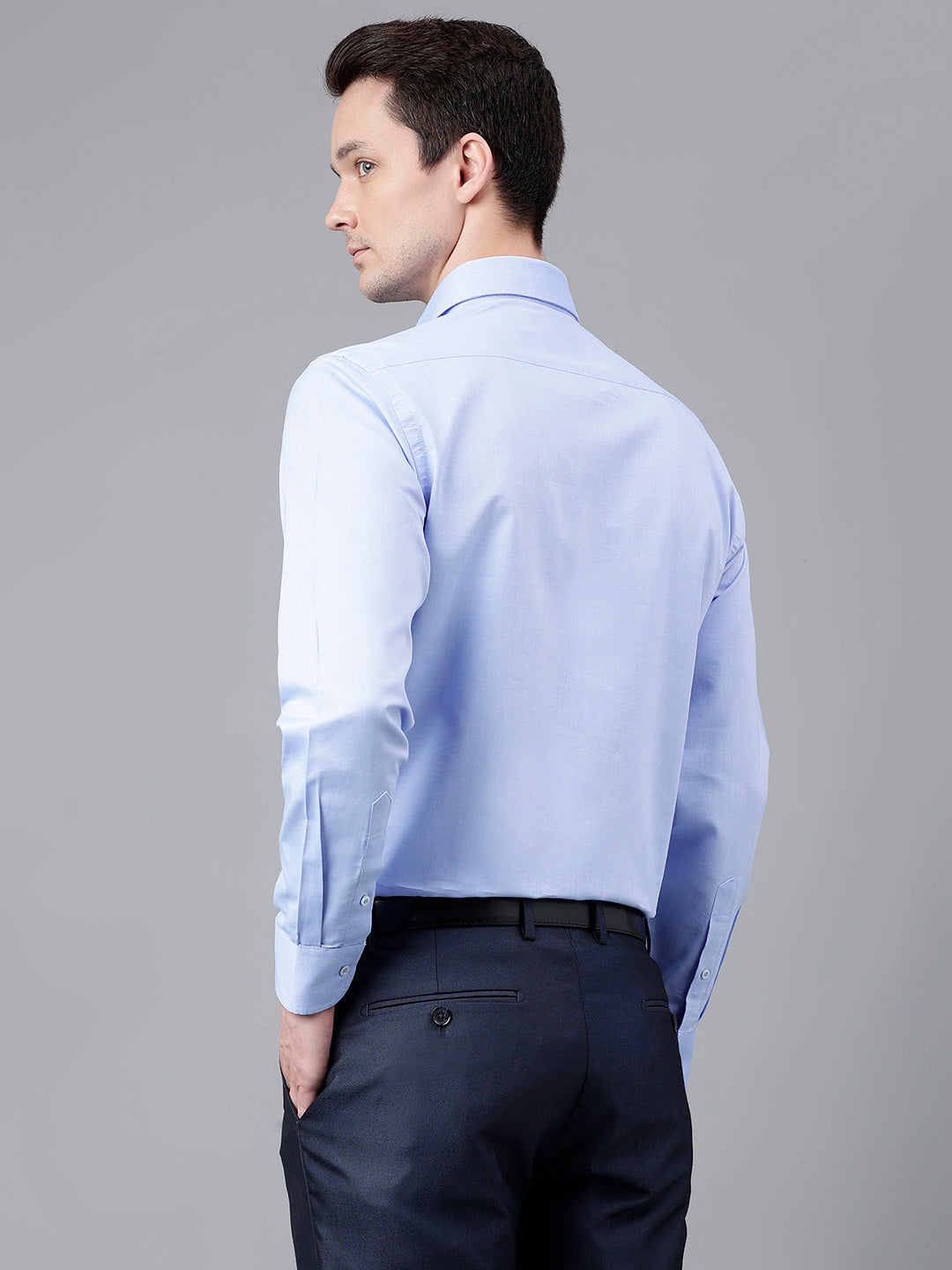 Men Sky Blue Standard Fit Solid Formal Shirt