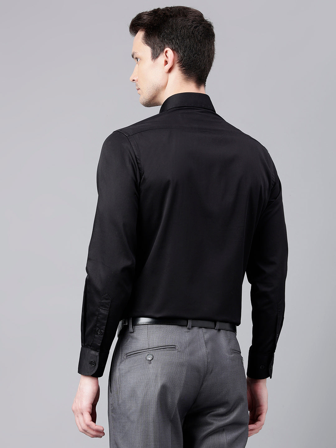 Men Black Standard Fit Self Design Club Wear Shirt