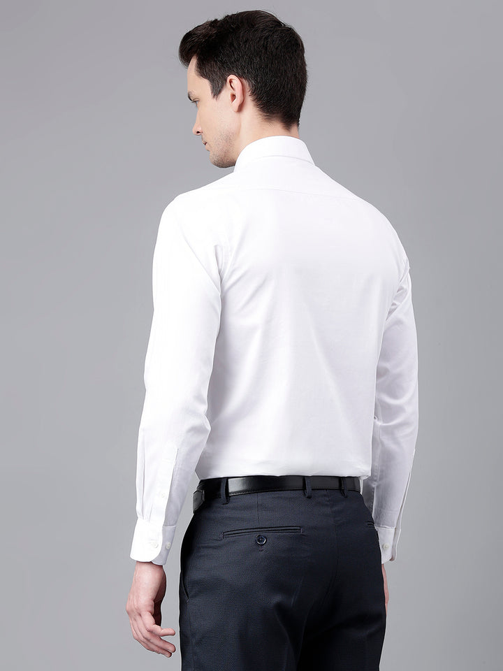 Men White Standard Fit Self Design Club Wear Shirt