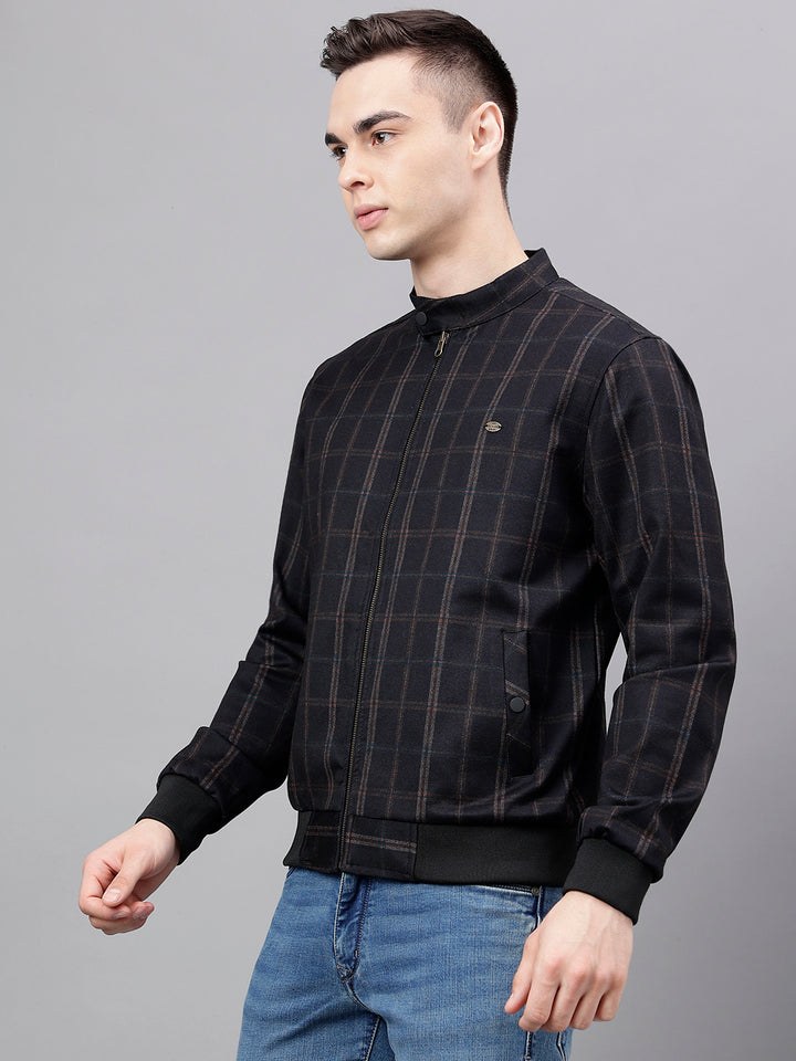 Men Coffee Standard Fit Checked Reversible Jacket