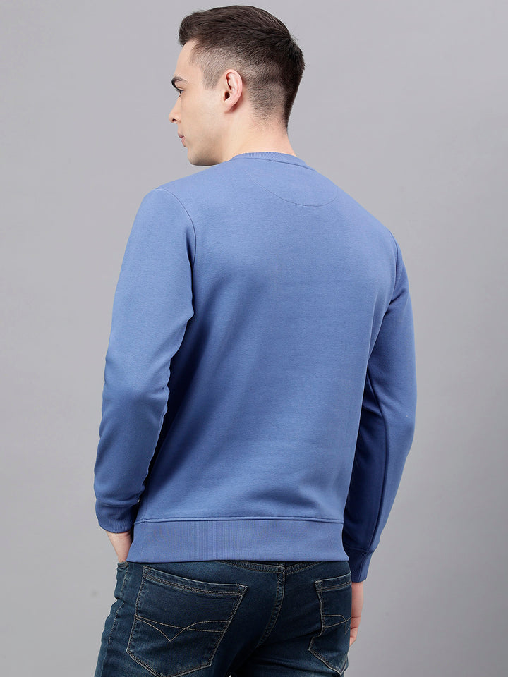 Men Denim Standard Fit Solid Sweat Shirt