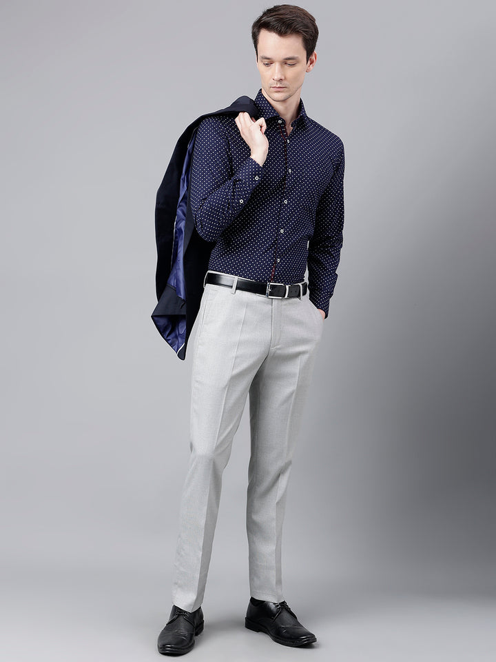 Men Navy Standard Fit Printed Club Wear Shirt