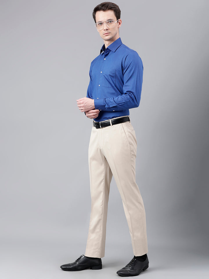 Men Royal Blue Standard Fit Solid Formal Shirt