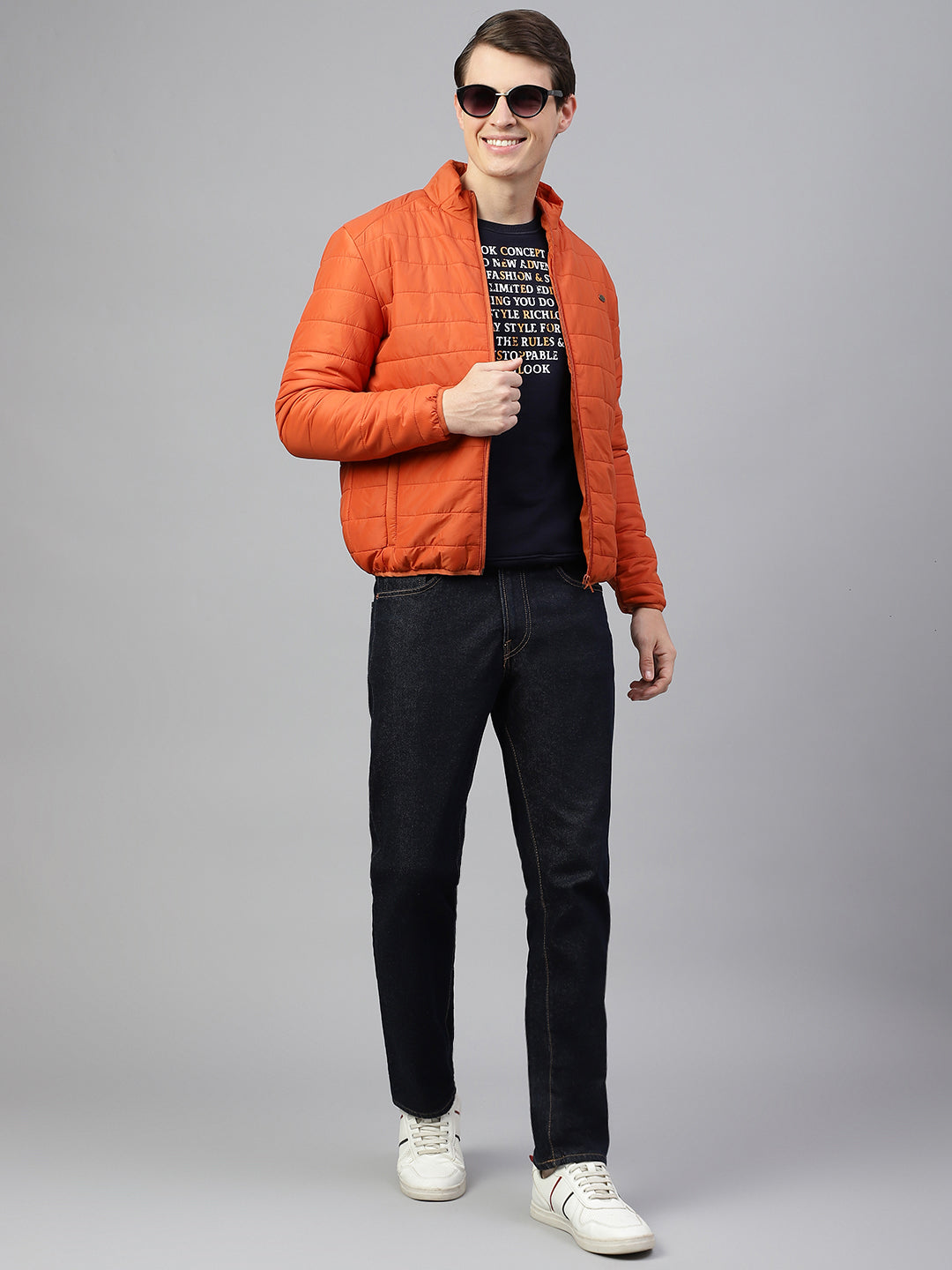 Men Rust Regular Fit Solid Stand Collar Casual Jacket