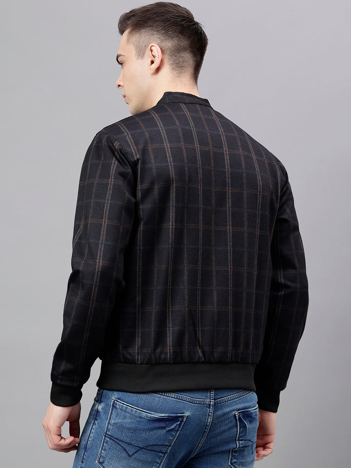 Men Coffee Standard Fit Checked Reversible Jacket