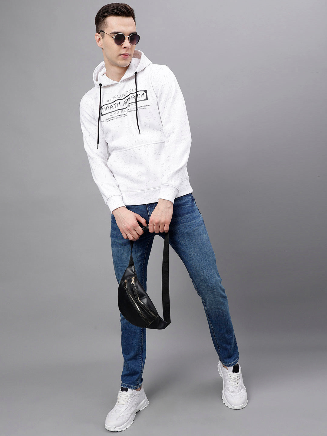 Men Oatmeal Standard Fit Printed Sweat Shirt