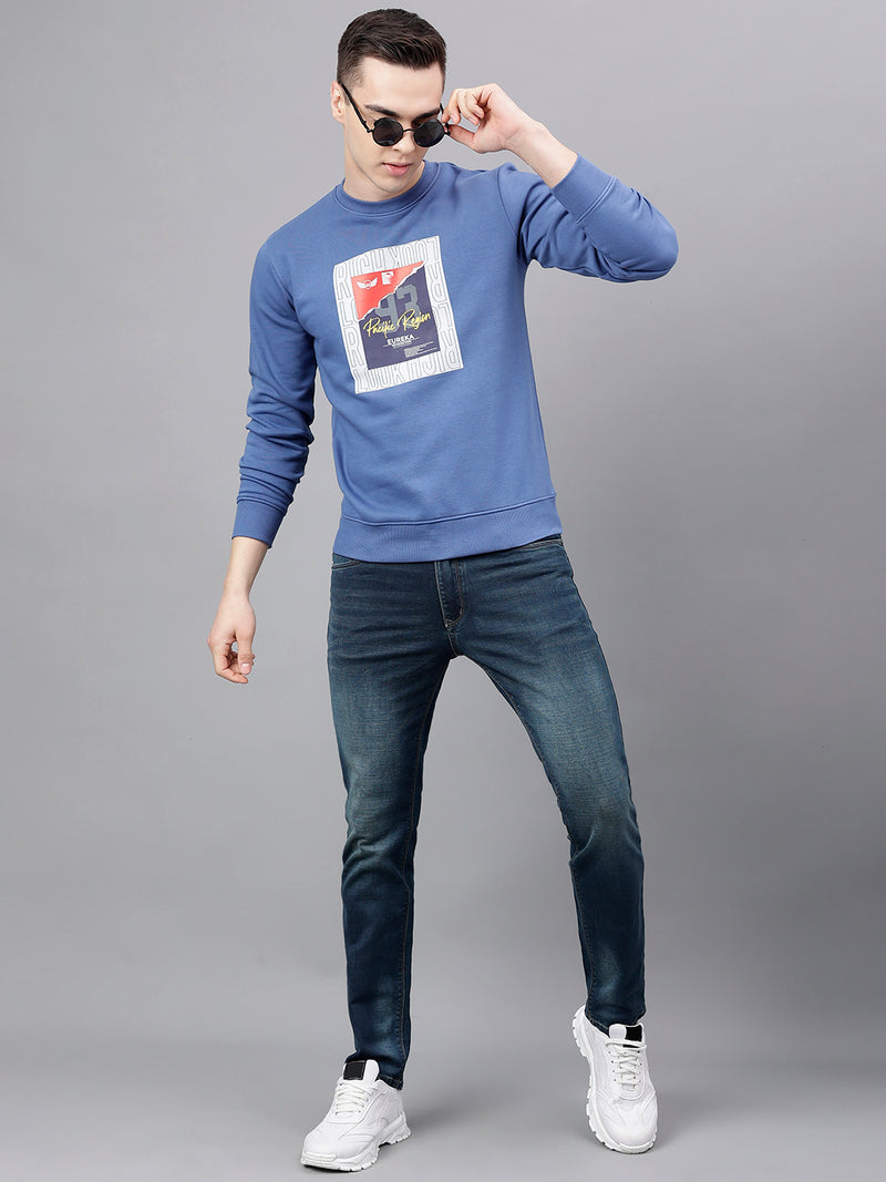 Men Denim Standard Fit Solid Sweat Shirt