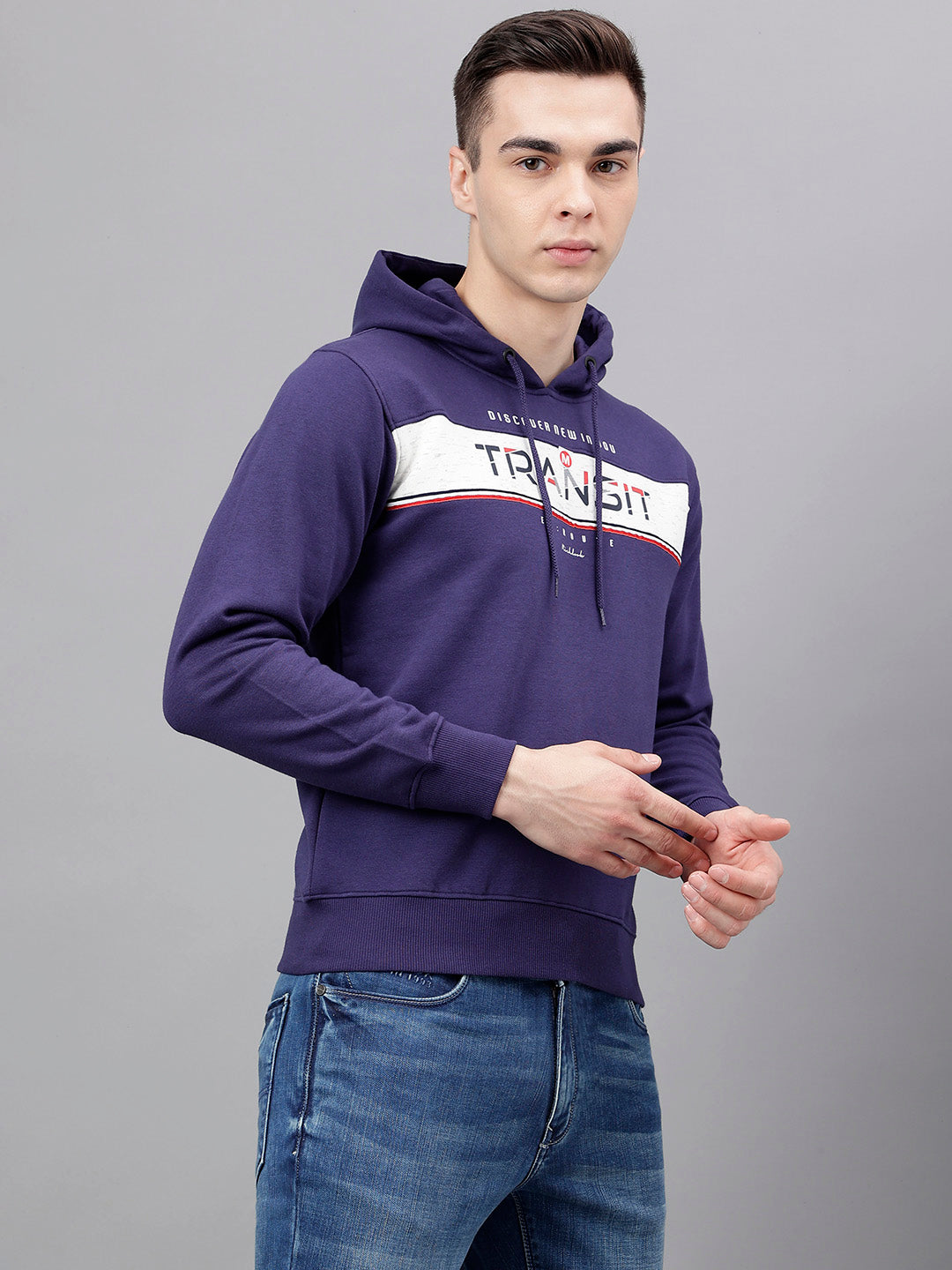 Men Royal Blue Standard Fit Solid Sweat Shirt