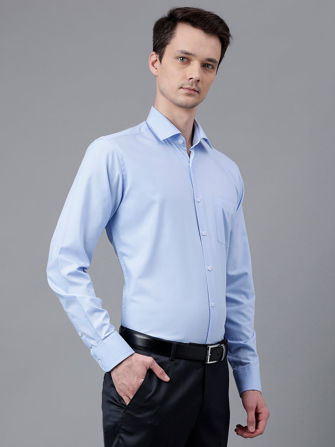 Men Sky Standard Fit Solid Formal Shirt