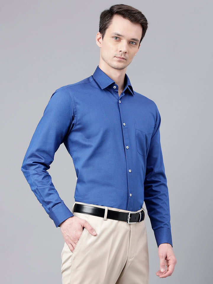 Men Royal Blue Standard Fit Solid Formal Shirt