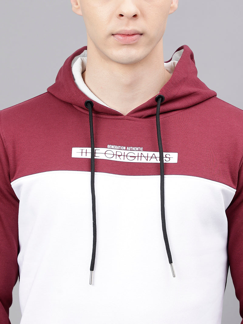 Men Wine Standard Fit Colourblocked Sweat Shirt