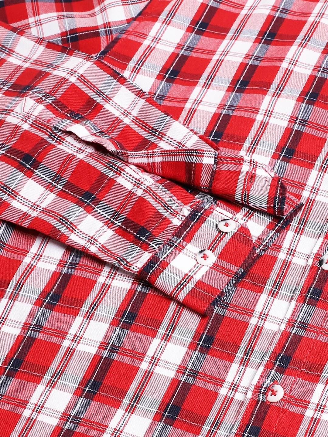 Men Red Regular Fit Checkered Spread Collar Casual Shirt