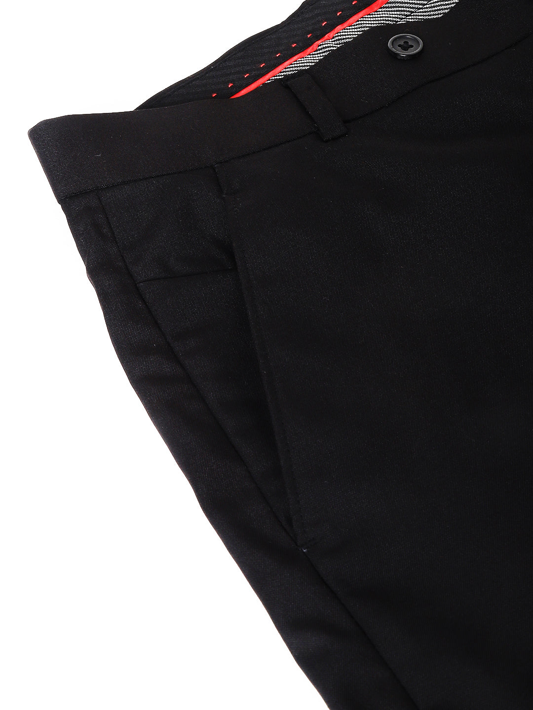 Men Black Standard Fit Mid Rise Solid Formal Trouser