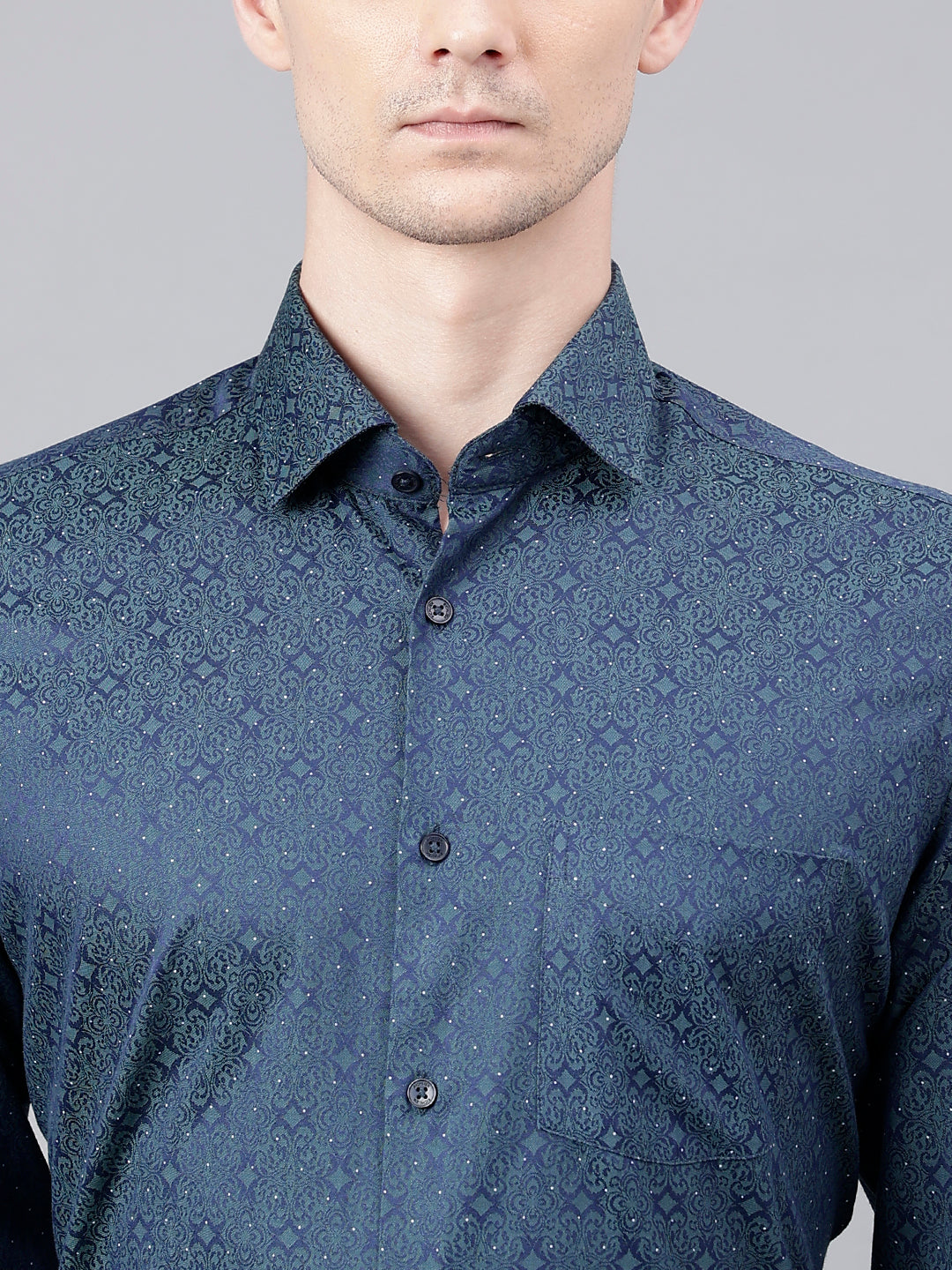 Men Olive Standard Fit Printed Club Wear Shirt