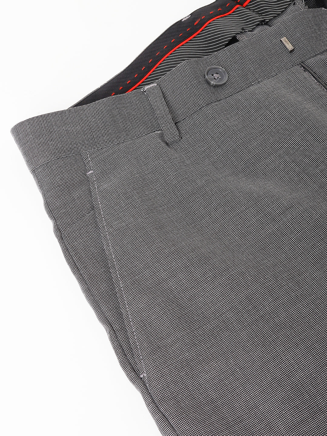 Men Dark Grey Standard Fit Mid Rise Solid Formal Trouser