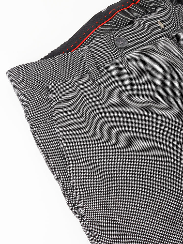 Men Dark Grey Standard Fit Mid Rise Solid Formal Trouser