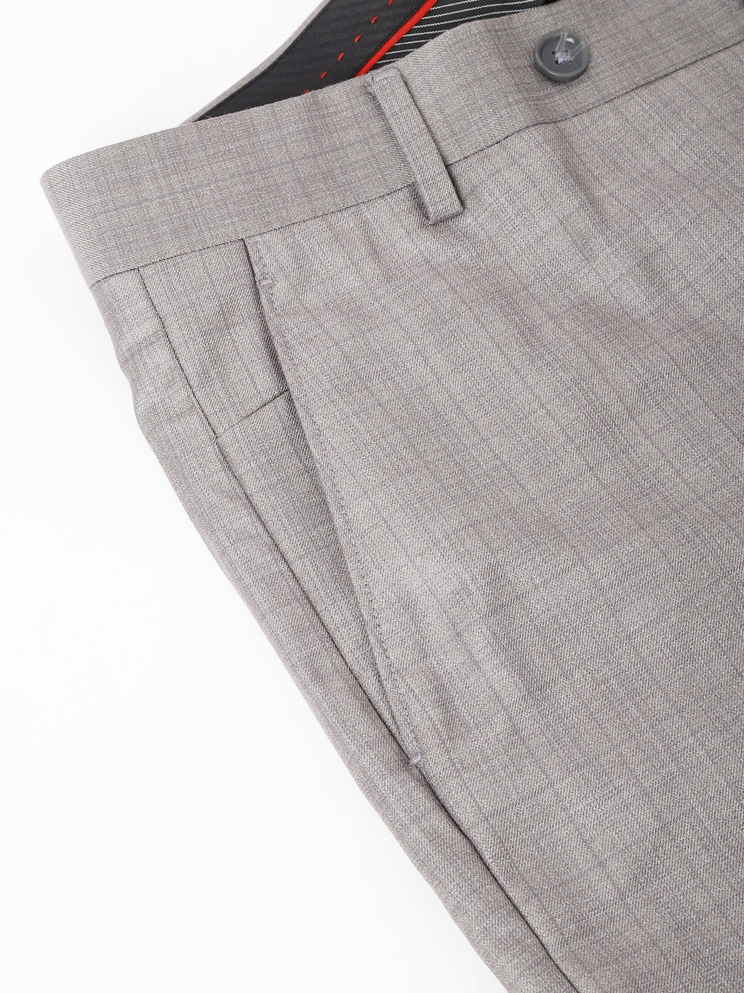 Men Grey Standard Fit Mid Rise Checked Formal Trouser