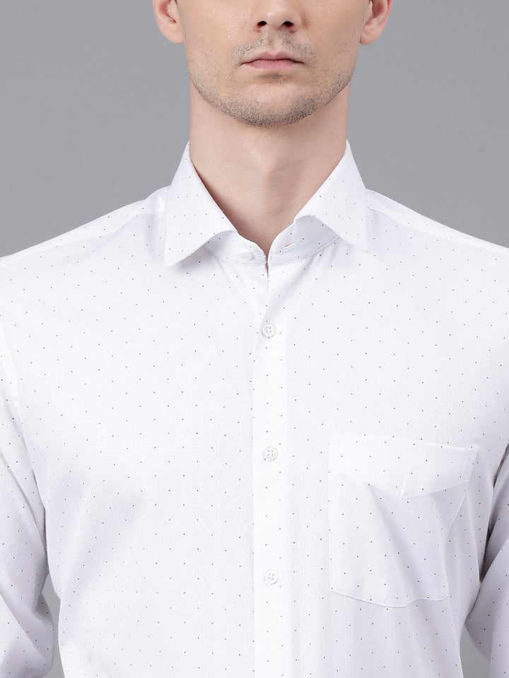 Men White Standard Fit Printed Club Wear Shirt