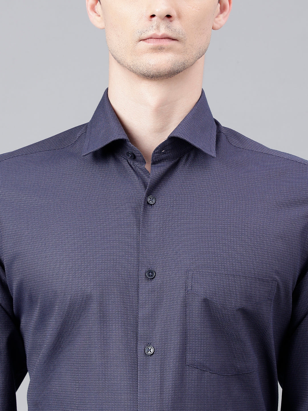 Men Blue Standard Fit Solid Formal Shirt