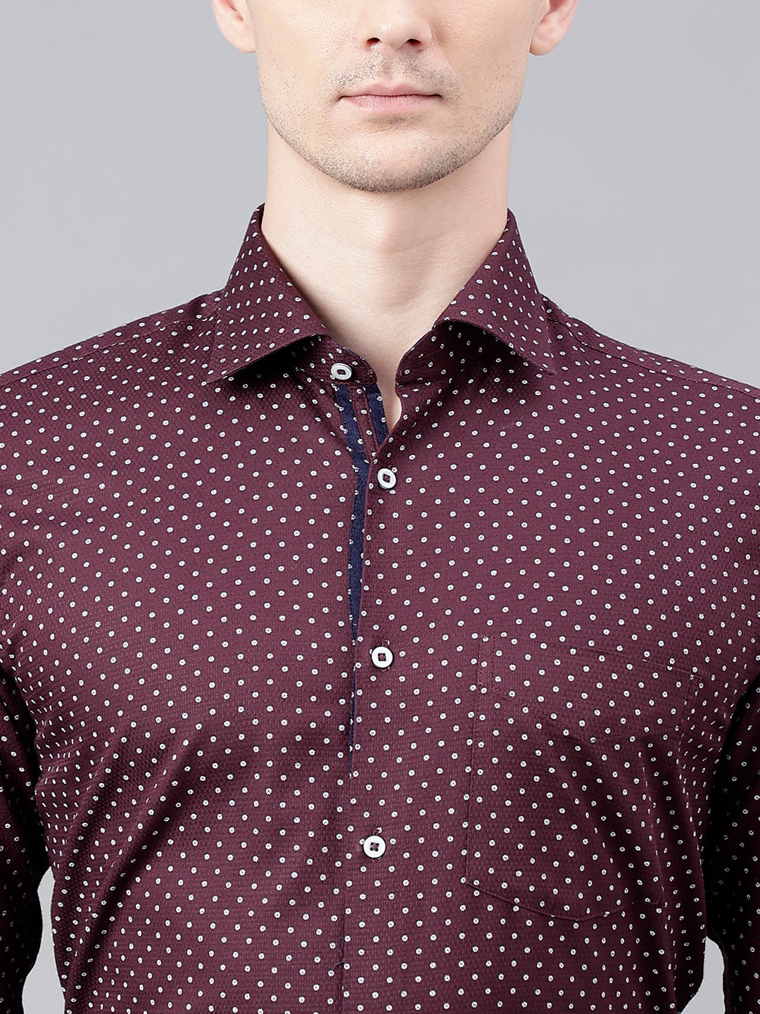 Men Wine Standard Fit Printed Club Wear Shirt