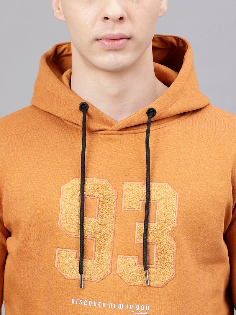 Men Orange Standard Fit Solid Sweat Shirt