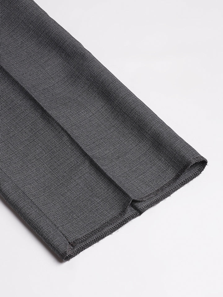 Men Dark Grey Regular Fit Solid Mid Rise Formal Trouser