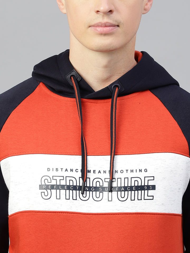 Men Rust Regular Fit Solid Hoodie Casual Sweat Shirt