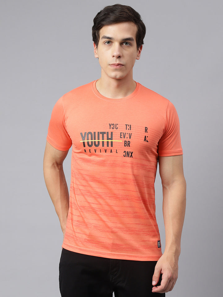 Men Coral Regular Fit Printed Crew Neck Casual T-Shirt