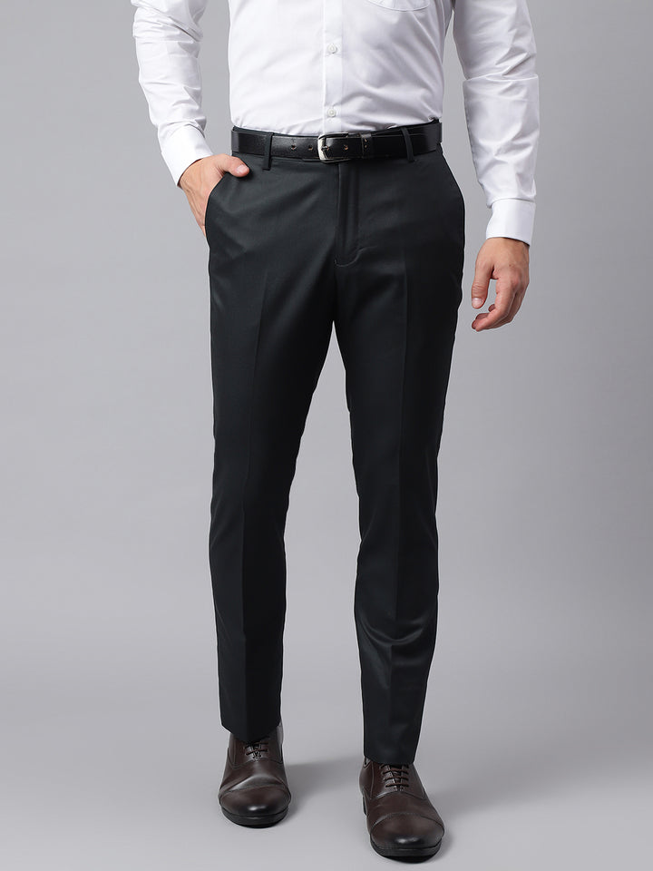 Men Teal Smart Fit Mid Rise Formal Trouser